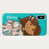 Naam kind meisje cuddles aqua peach iphone case (Achterkant (horizontaal))