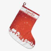 Naam kind Rood en Wit Grote Kerstsok (Voorkant (Hangend))