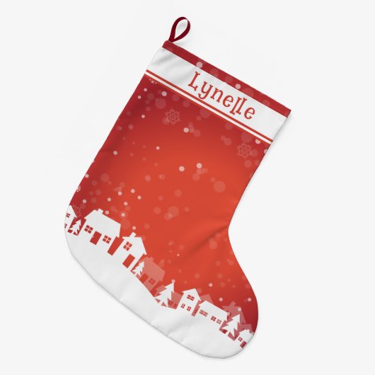 Naam kind Rood en Wit Grote Kerstsok (Voorkant (Hangend))