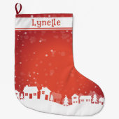 Naam kind Rood en Wit Grote Kerstsok (Voorkant)