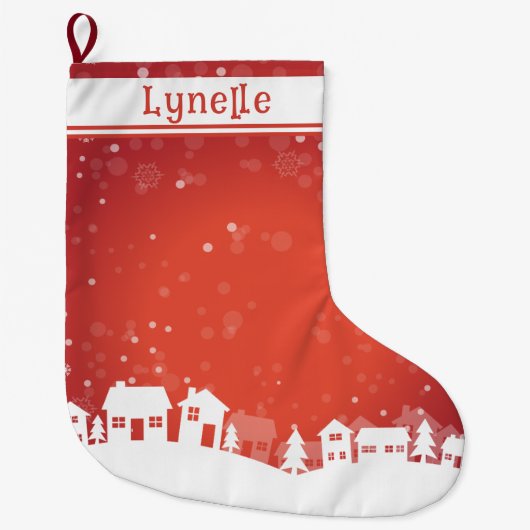 Naam kind Rood en Wit Grote Kerstsok (Voorkant)