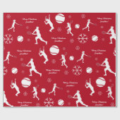 Naam Kind Santa Tennis Player Ball Pattern Red Xma Cadeaupapier (Vlak)