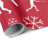 Naam Kind Santa Tennis Player Ball Pattern Red Xma Cadeaupapier (Rol Hoek)