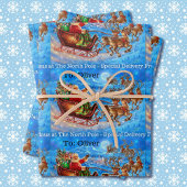 Naam kind toevoegen Noordpool Kerstman Kerstmis Inpakpapier Vel