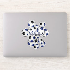 naam kinderen blauw zwarte voetballen sticker