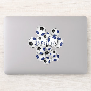 naam kinderen blauw zwarte voetballen sticker