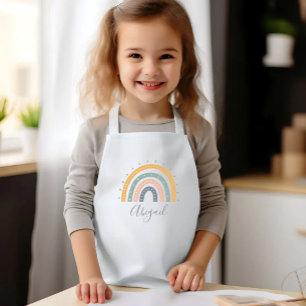 Naam kinderen Boho Pastel Aardtinten Kinder Schort