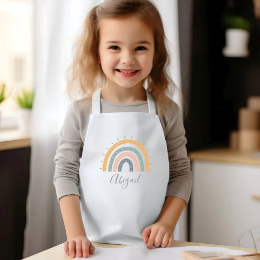 Naam kinderen Boho Pastel Aardtinten Kinder Schort