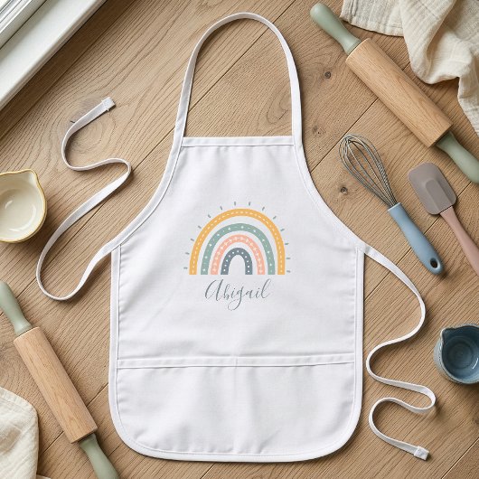Naam kinderen Boho Pastel Aardtinten Kinder Schort