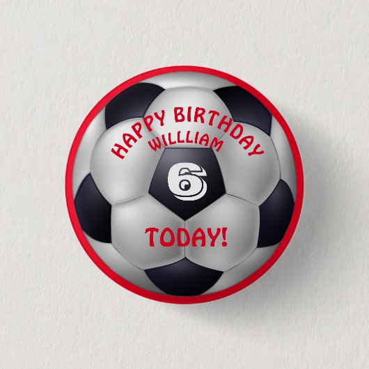 Naam Kinderen football Birthday Ronde Button 3,2 Cm (Voorkant)
