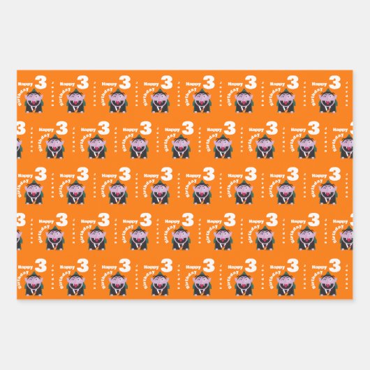 Naam Kinderen Verjaardag Sesamstraat | Count von C Inpakpapier Vel (Voorkant 2)