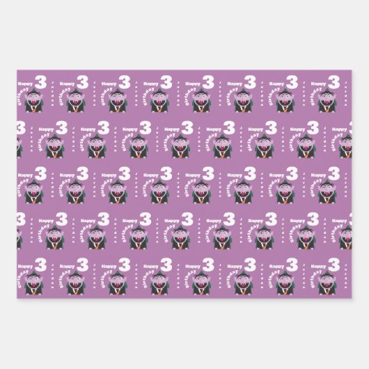 Naam Kinderen Verjaardag Sesamstraat | Count von C Inpakpapier Vel (Voorkant)