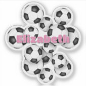 naam kinderen zwart witte voetballen sticker (Voorkant)