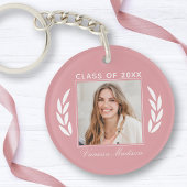 Naam Klasse foto Blush roze 2 sided Afstuderen Sleutelhanger