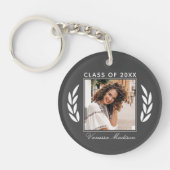 Naam Klasse Foto Platinum Grey 2-zijdig Afstudeerd Sleutelhanger (Voorkant)