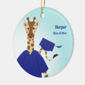 Naam Klasse Giraffe Graduation Cap Gown Keramisch Ornament (Links)