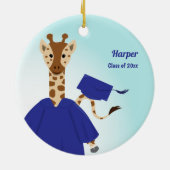 Naam Klasse Giraffe Graduation Cap Gown Keramisch Ornament (Achterkant)