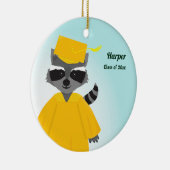 Naam Klasse Raccoon Graduation Cap Gown Keramisch Ornament (Rechts)