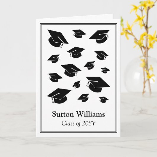 Naam & Klasse van 2025 Afstuderen Kaart (Gele Bloem)