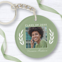Naam Klasse van Photo Jade Green 2 Sided Afstudere Sleutelhanger