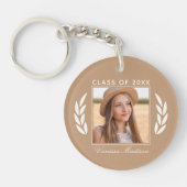 Naam Klasse van Photo Taupe Tan 2 Sided Afstuderen Sleutelhanger (Voorkant)