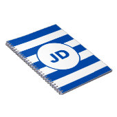 Naam  Klassieke Blauw & Witte Stripes Notitieboek (Rechterzijde)