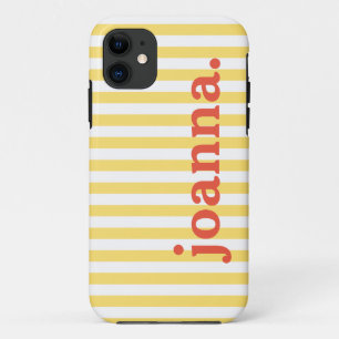 Naam/ Klassieke Gele & Witte Stripes Case-Mate iPhone Case