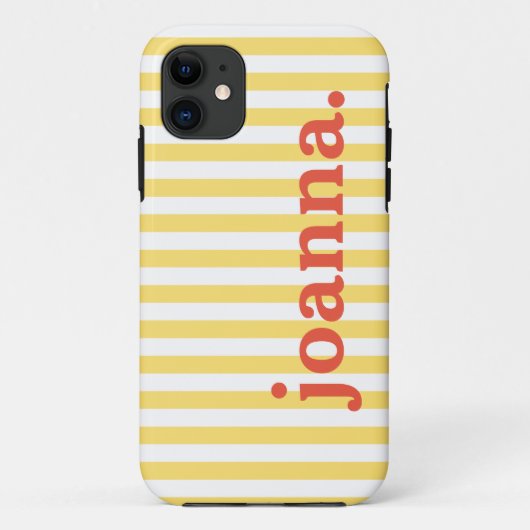Naam/ Klassieke Gele & Witte Stripes Case-Mate iPhone Case (Achterkant)