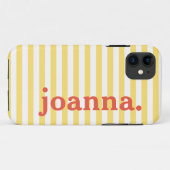 Naam/ Klassieke Gele & Witte Stripes Case-Mate iPhone Case (Achterkant (horizontaal))