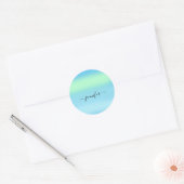 Naam Klein Bedrijf Dank Blauw Groene Pastels Ronde Sticker (Envelop)