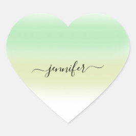 Naam Klein Bedrijf Dank Mint Groene Ombre Pastels Hart Sticker