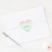 Naam Klein bedrijf - Mint Green Roos Pastels Hart Sticker (Envelop)