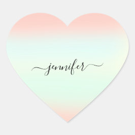 Naam Klein bedrijf - Mint Green Roos Pastels Hart Sticker