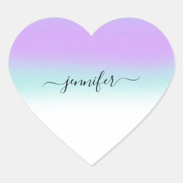 Naam Kleine Bedrijven Paarse dank Blu Ombre Pastel Hart Sticker