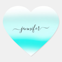 Naam Kleine Onderneming Dank Blauwe Oceaan Ombre P Hart Sticker