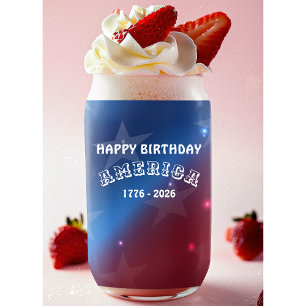 Naam Kleurige Gelukkige Verjaardag Amerika Blikvorm Glas