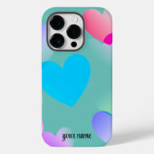 Naam Kleurrijke Gliding Hearts, Blauwgroen Case-Mate iPhone Case (Achterkant)