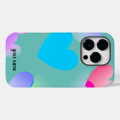 Naam Kleurrijke Gliding Hearts, Blauwgroen Case-Mate iPhone Case (Achterkant (horizontaal))