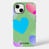 Naam Kleurrijke Gliding Hearts, Sage Green Case-Mate iPhone Case (Achterkant)