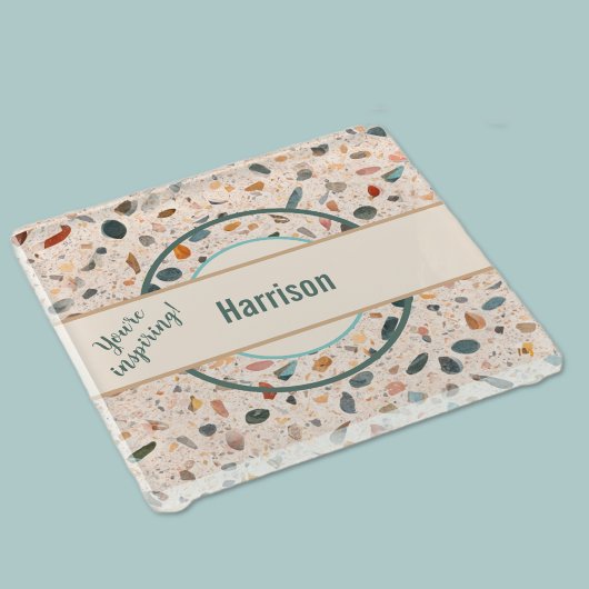 Naam, Kleurrijke Kleine Spaanders Mozaïek Terrazzo Glazen Onderzetter