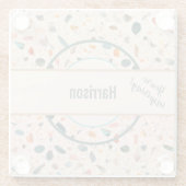 Naam, Kleurrijke Kleine Spaanders Mozaïek Terrazzo Glazen Onderzetter (Achterkant)