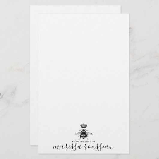 Naam koningin bijen Logo, handgeschreven script Briefpapier (Voorkant / Achterkant)