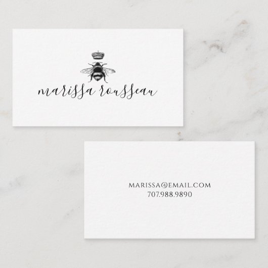 Naam koningin bijen Logo, handgeschreven script Contactkaartje (Voorkant / Achterkant)