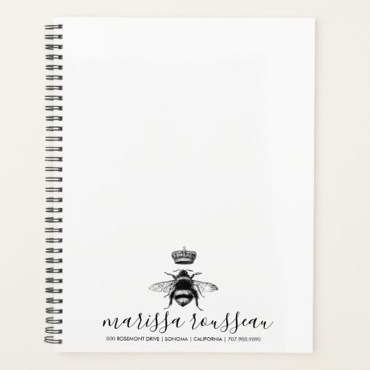 Naam koningin bijen Logo, handgeschreven script Planner (Voorkant)