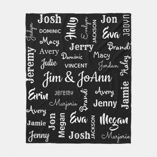 Naam koppels met naam van kinderen en kleinkindere fleece deken (Voorkant)