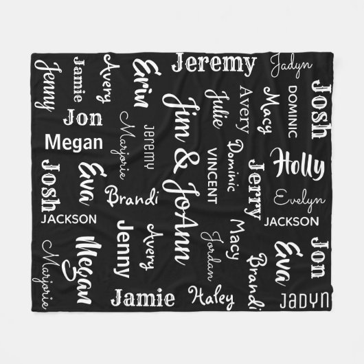 Naam koppels met naam van kinderen en kleinkindere fleece deken (Voorkant (Horizontaal))