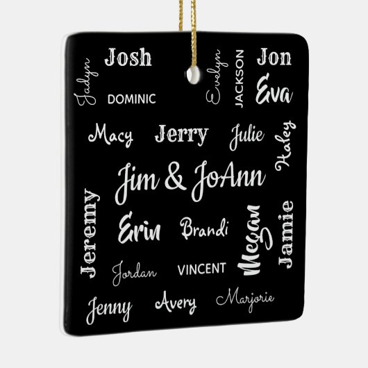 Naam koppels met naam van kinderen en kleinkindere keramisch ornament (Rechts)