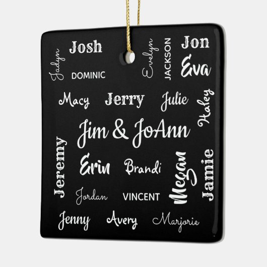 Naam koppels met naam van kinderen en kleinkindere keramisch ornament (Links)