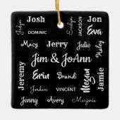 Naam koppels met naam van kinderen en kleinkindere keramisch ornament (Voorkant)