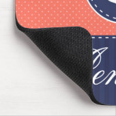 naam koraal en blauw anker ontwerp muismat (Hoek)